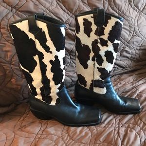 Leather and cow or horsehair tall boots